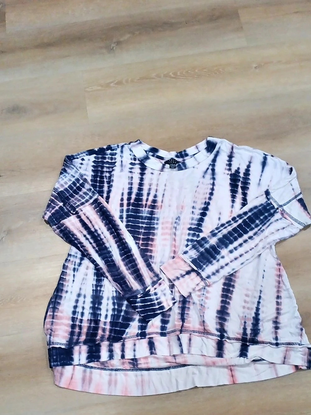 Kelly Renee Tie-Dye Long Sleeve Top Blue & Pink Size Large